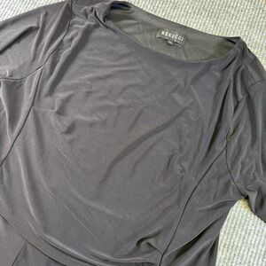 Rekucci Womens Dress Size 20 Black Midi 3/4 Sleeve Stretch A-Line